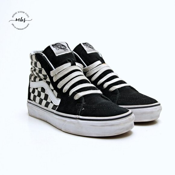 Vans Old Skool Checkerboard High Top Sneakers - Picture 2 of 15